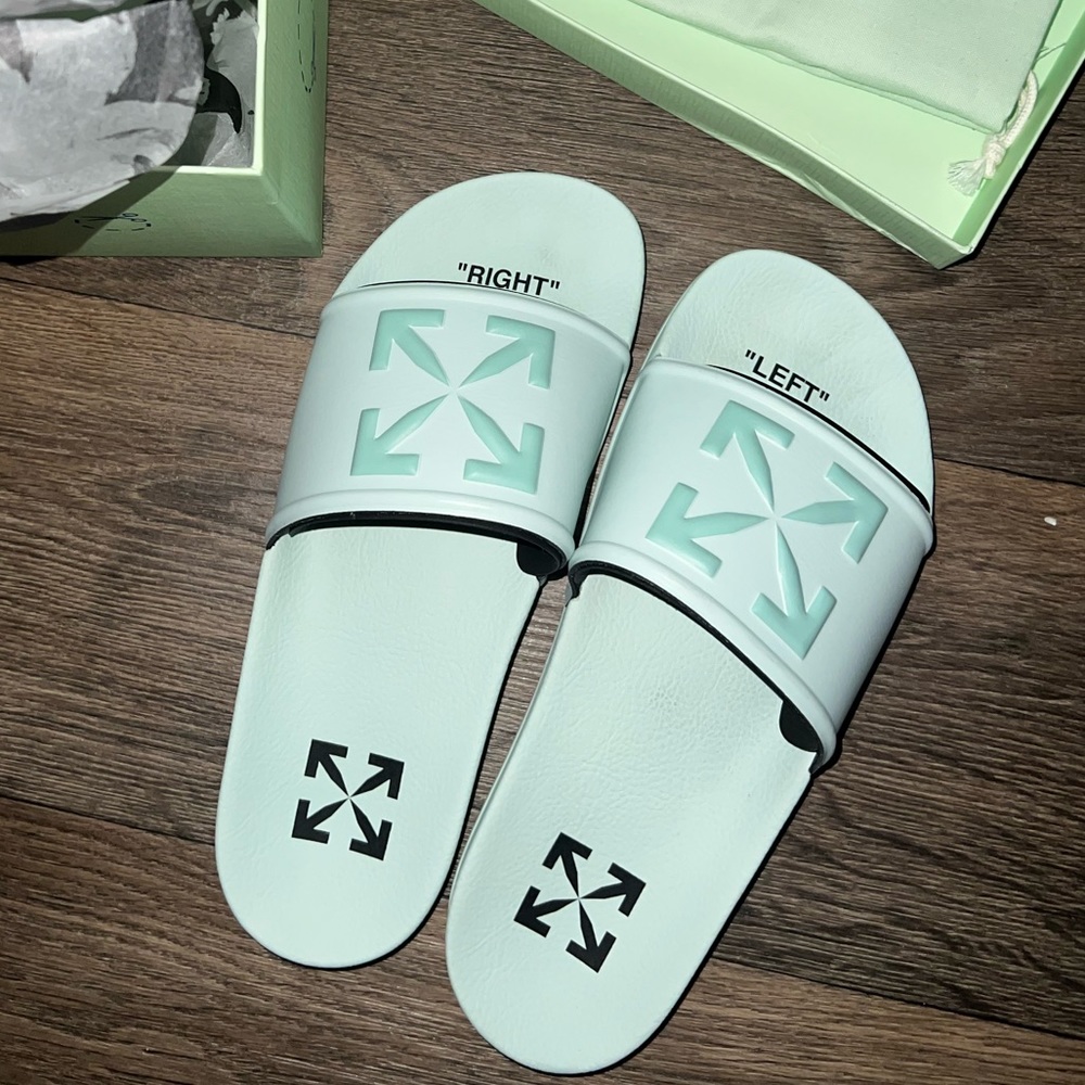 Off-White Mint Arrow Slides